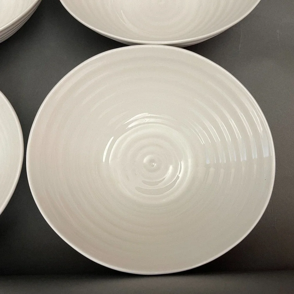 Sophie Conran Portmeirion White Soup‎ Cereal Bowls Ribbed Lot of 4